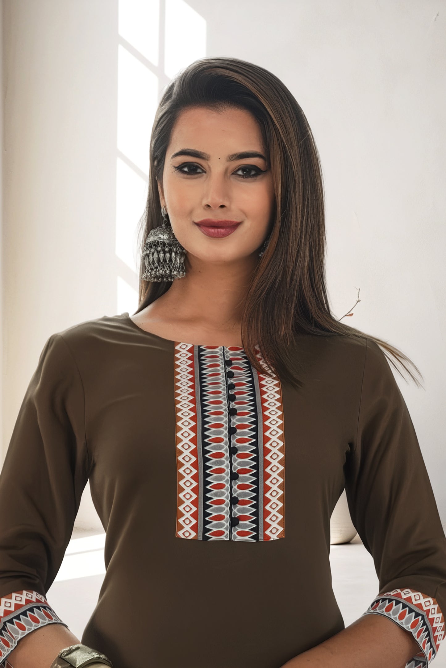 Ethnic Printed Women Cotton Straight Kurta (1 Pc)