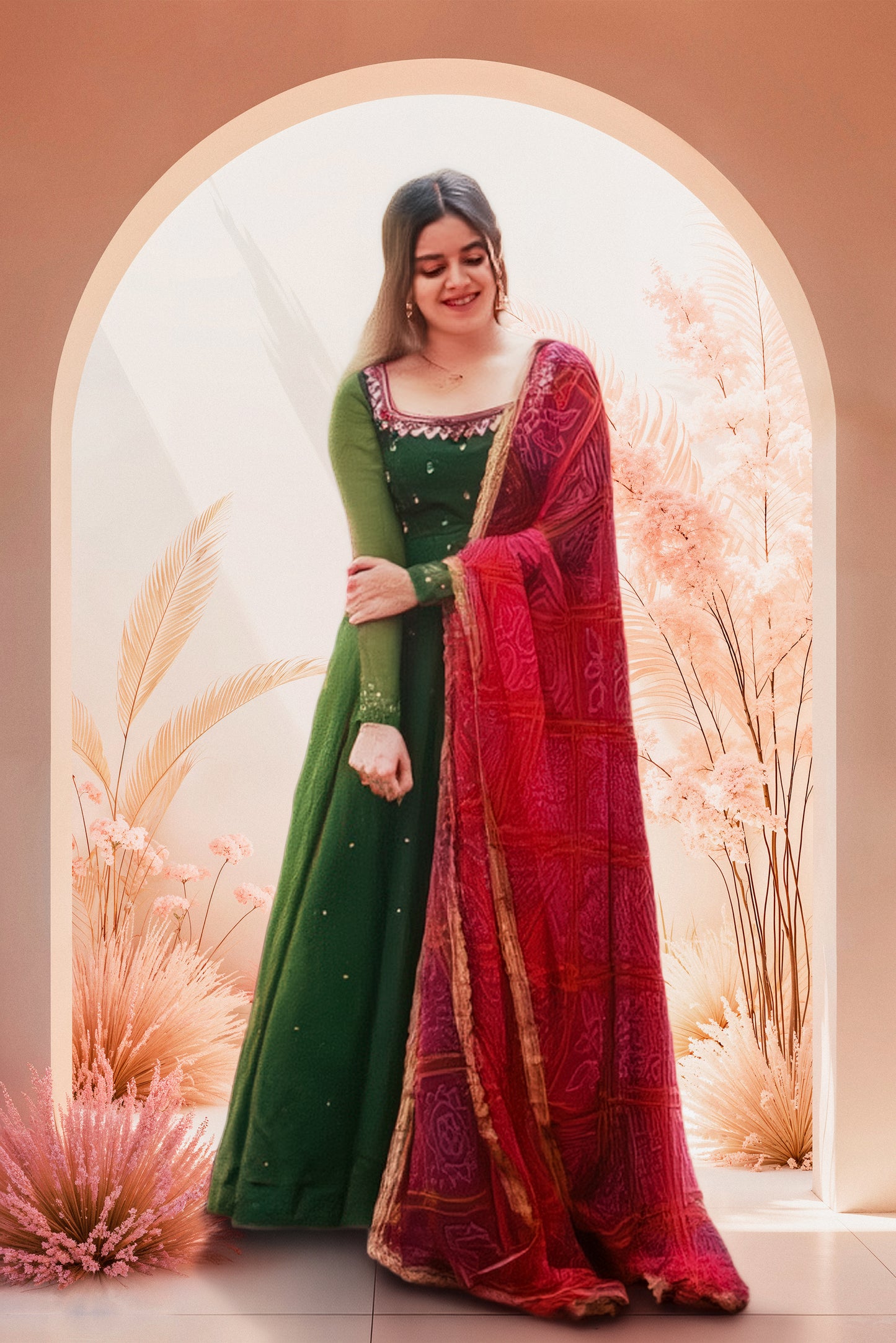 Women'S Solid Georgette Gown Kurta With Dupatta, Long Kurti Ethnic Dress Set For All Occasions