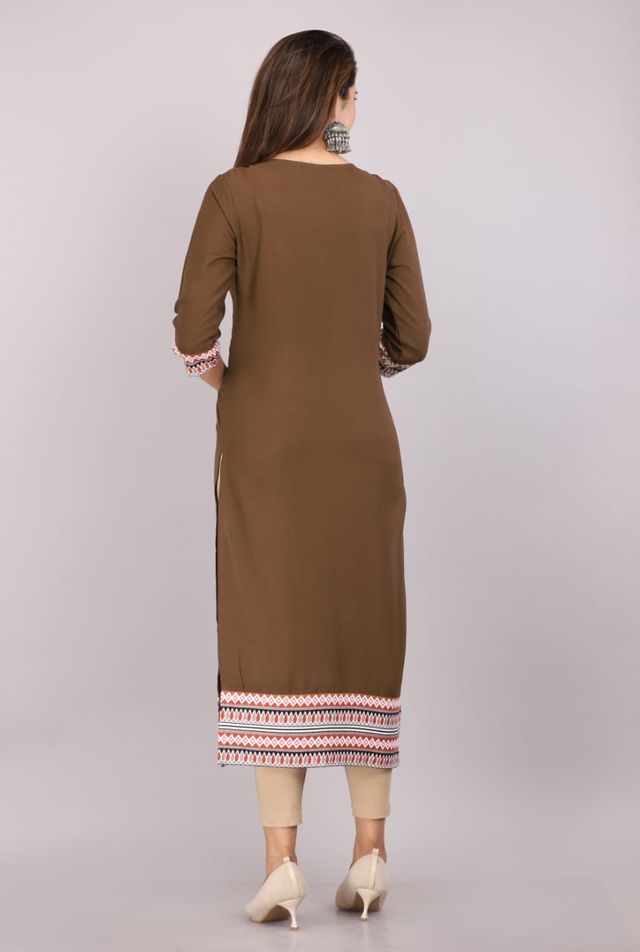 Ethnic Printed Women Cotton Straight Kurta (1 Pc)