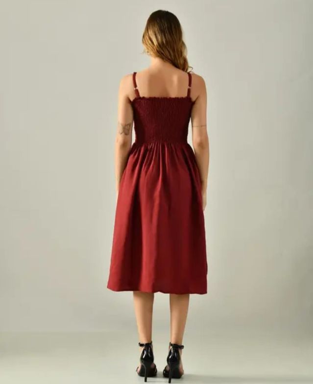 Women's Smocked Midi Dress | Elegant Sleeveless Summer Dress Online
