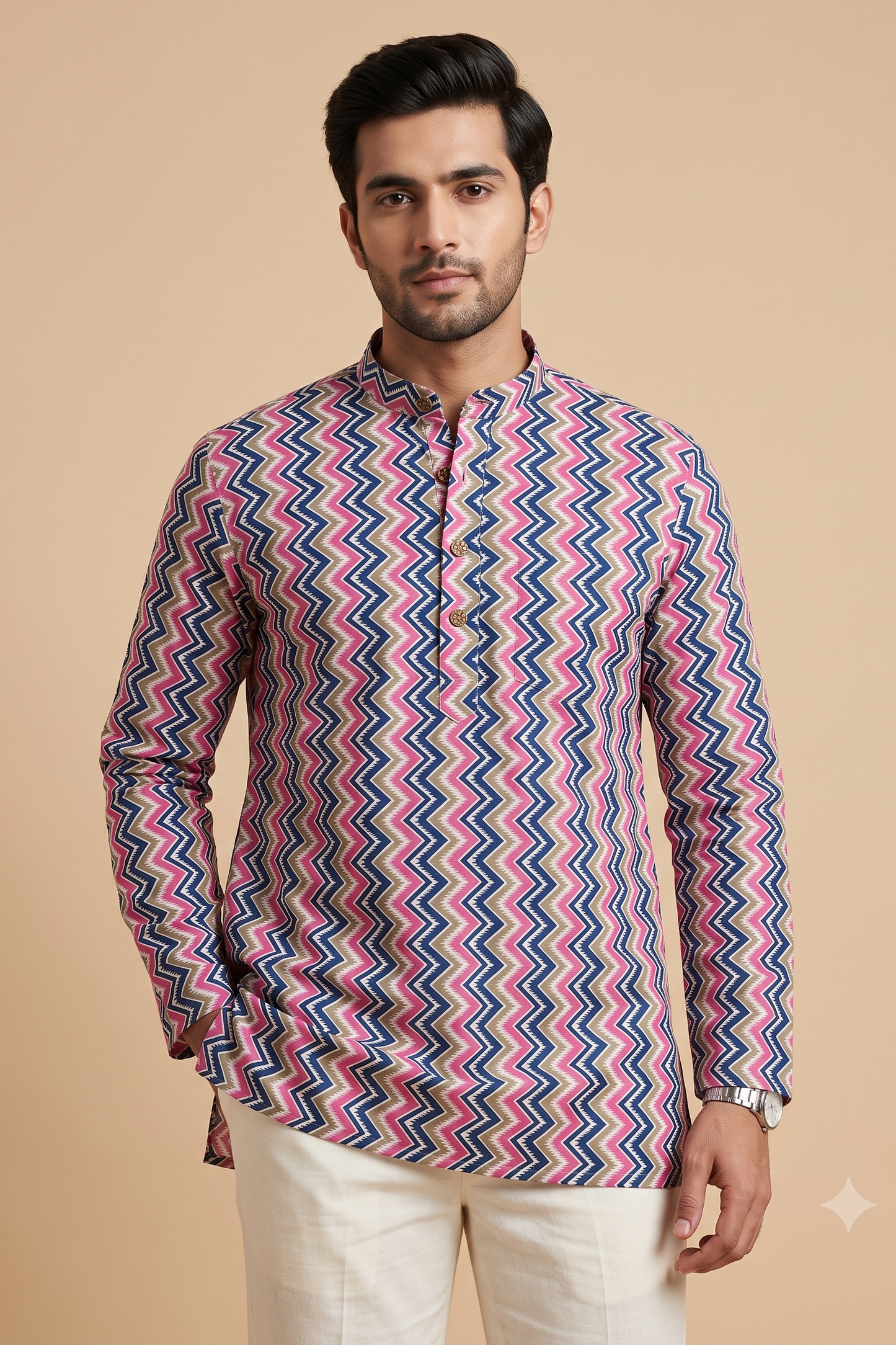 Blush Pink Zig Zag Short Kurta