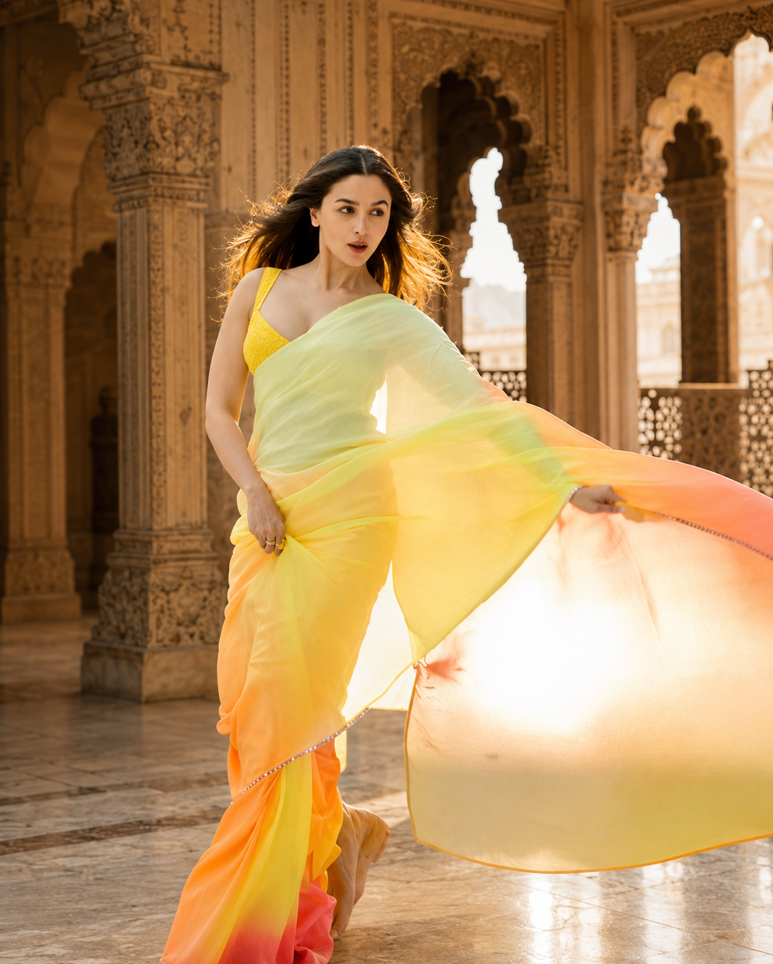 Georgette Printed Saree for Women (Multicolor, 6.3 m)