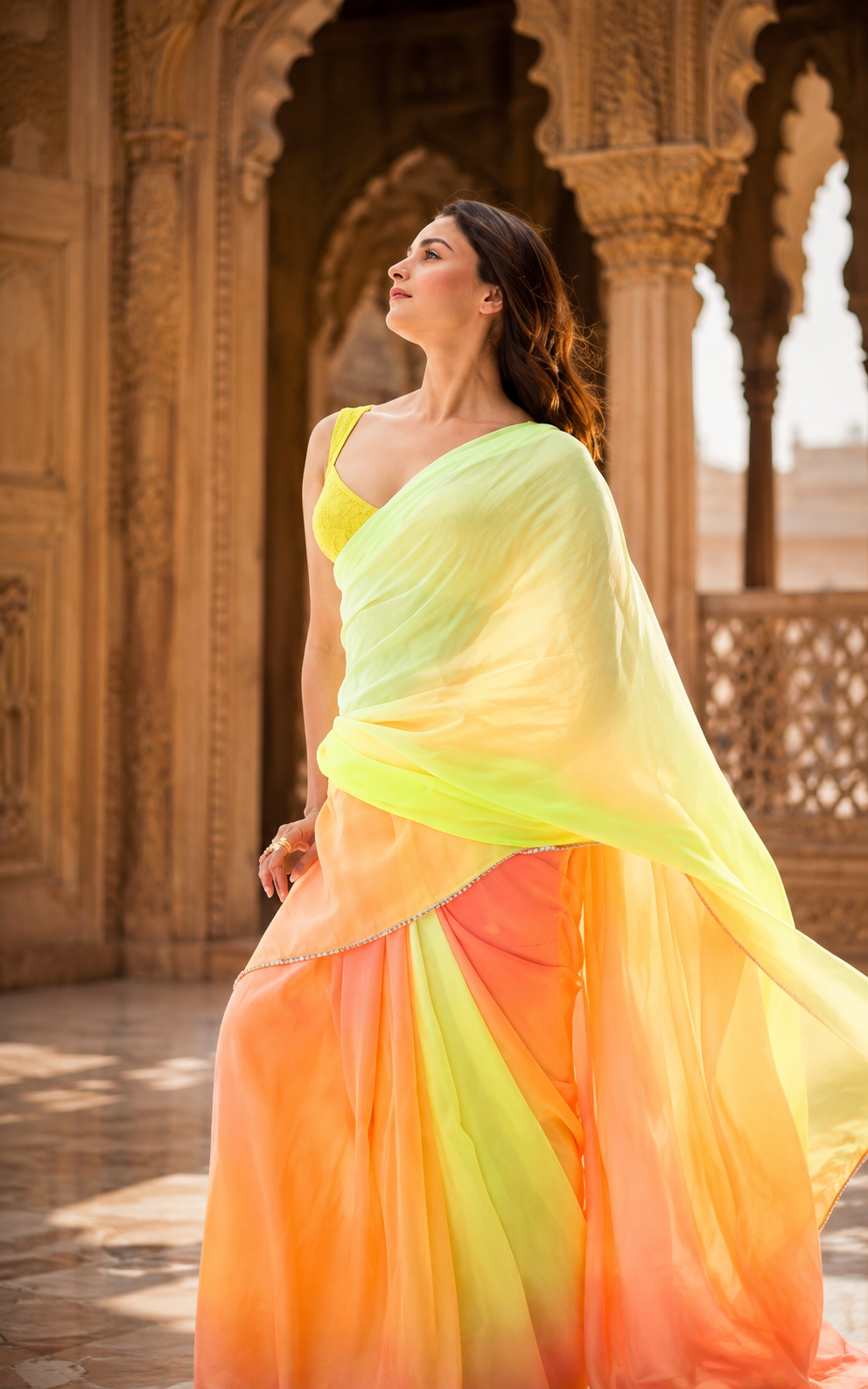 Georgette Printed Saree for Women (Multicolor, 6.3 m)