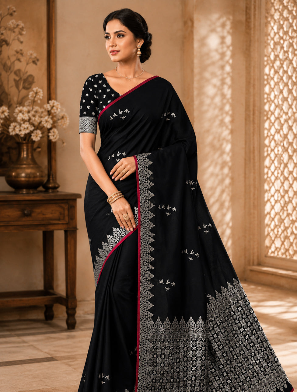 Black Jacquard Saree