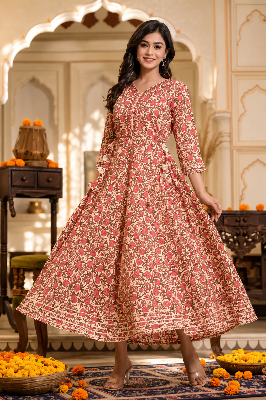Cotton Printed Anarkali Kurti for Women