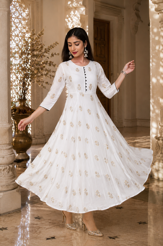 Aman Rayon Kurtis For Women (White, S)