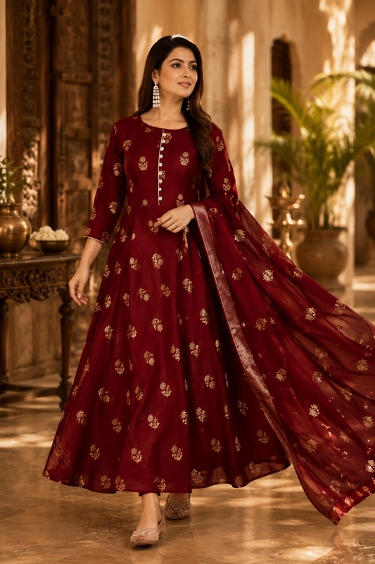 Aman Cotton Kurtis For Women (Maroon, S) (AE-105)