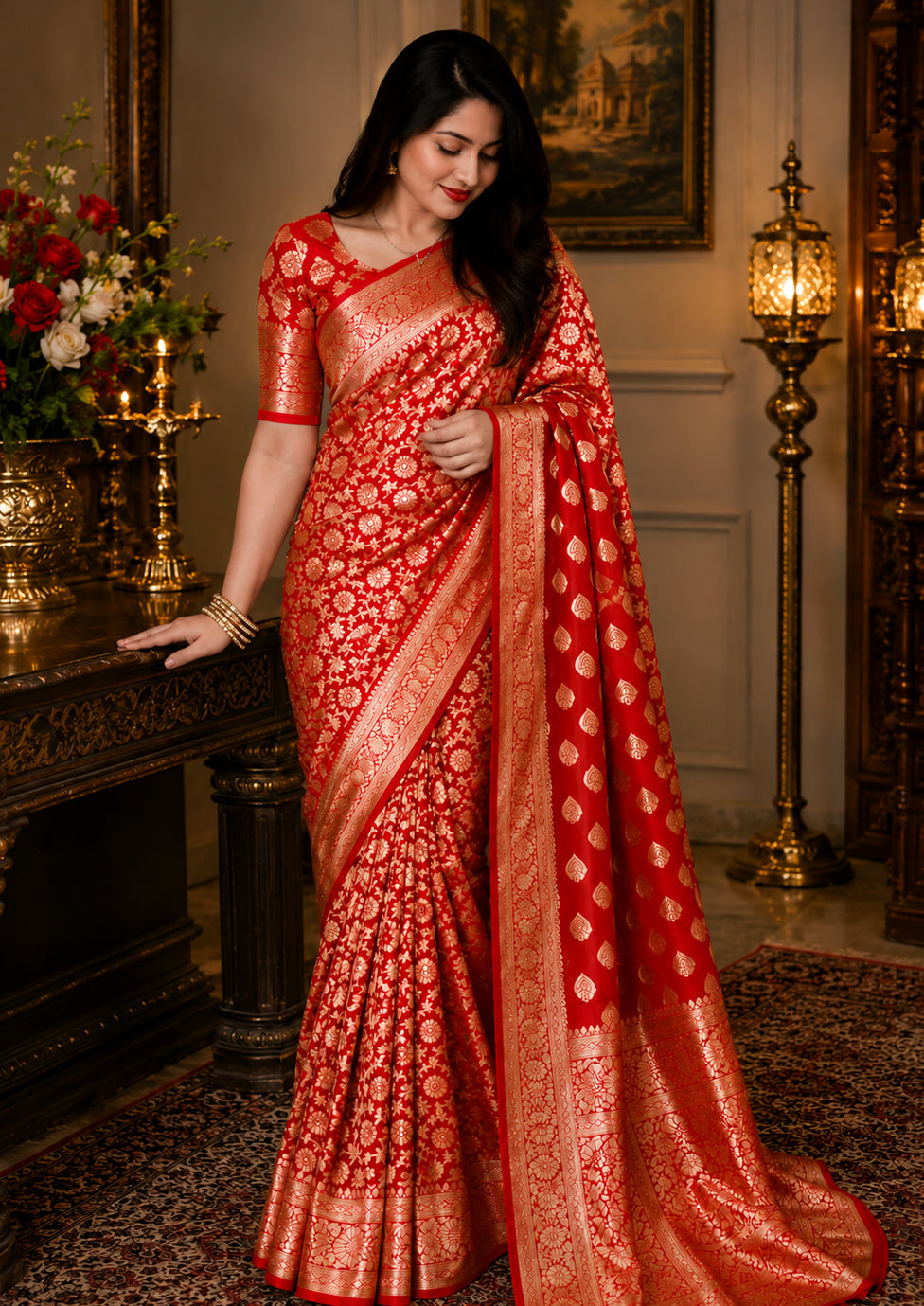 Red Banarasi Silk Saree