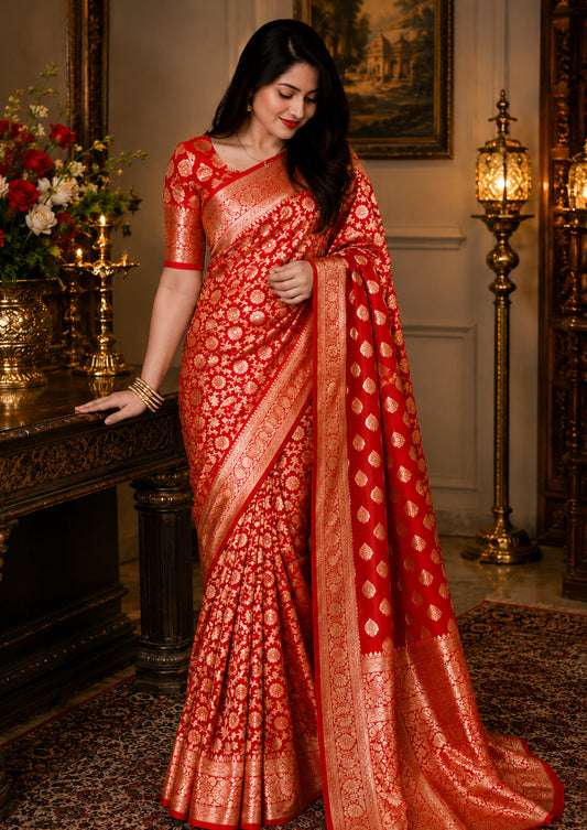 Red Banarasi Silk Saree