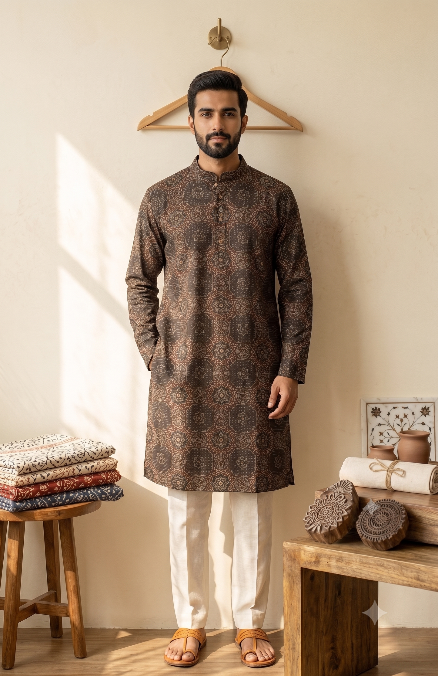 Black Checks Long Kurta