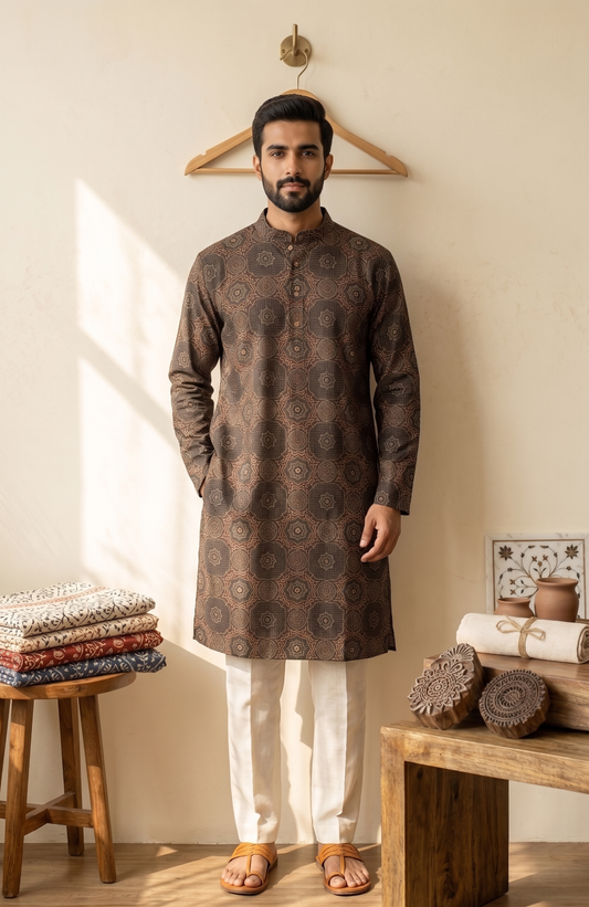 Black Checks Long Kurta