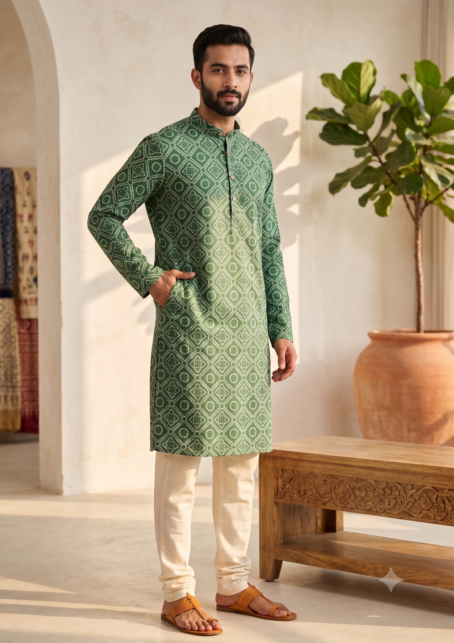 Green Bandage Long Kurta