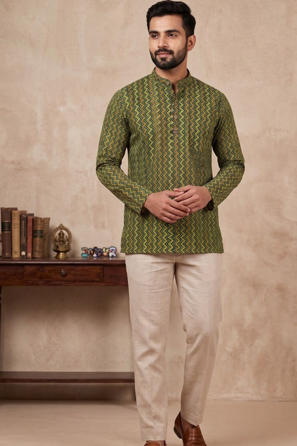 Green Zig zag Short Kurta