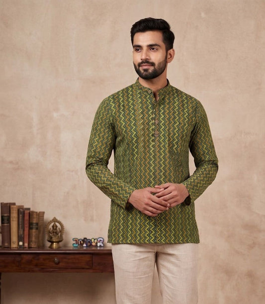 Green Zig zag Short Kurta
