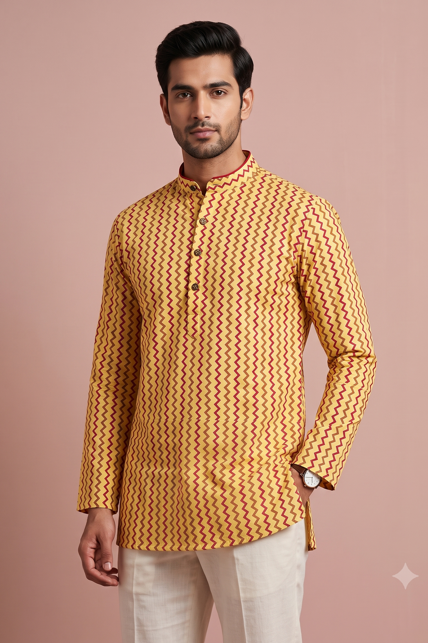 Kesariya Zig Zag Short Kurta