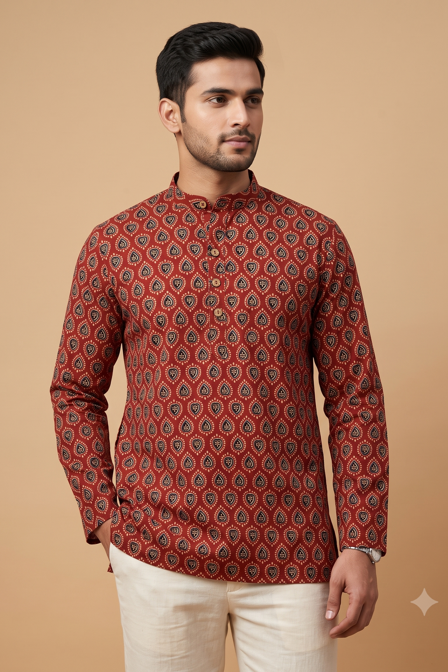 Maroon Hukum Short Kurta