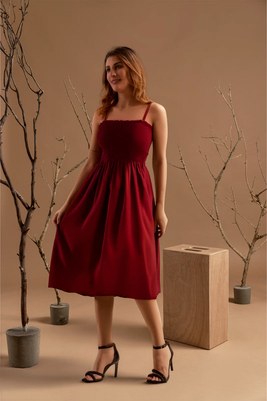 Women's Smocked Midi Dress | Elegant Sleeveless Summer Dress Online