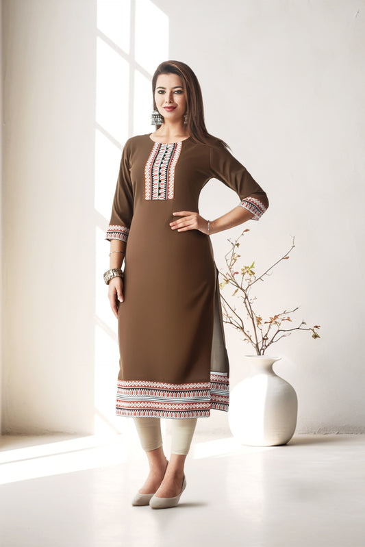 Ethnic Printed Women Cotton Straight Kurta (1 Pc)