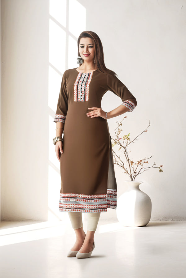 Ethnic Printed Women Cotton Straight Kurta (1 Pc)
