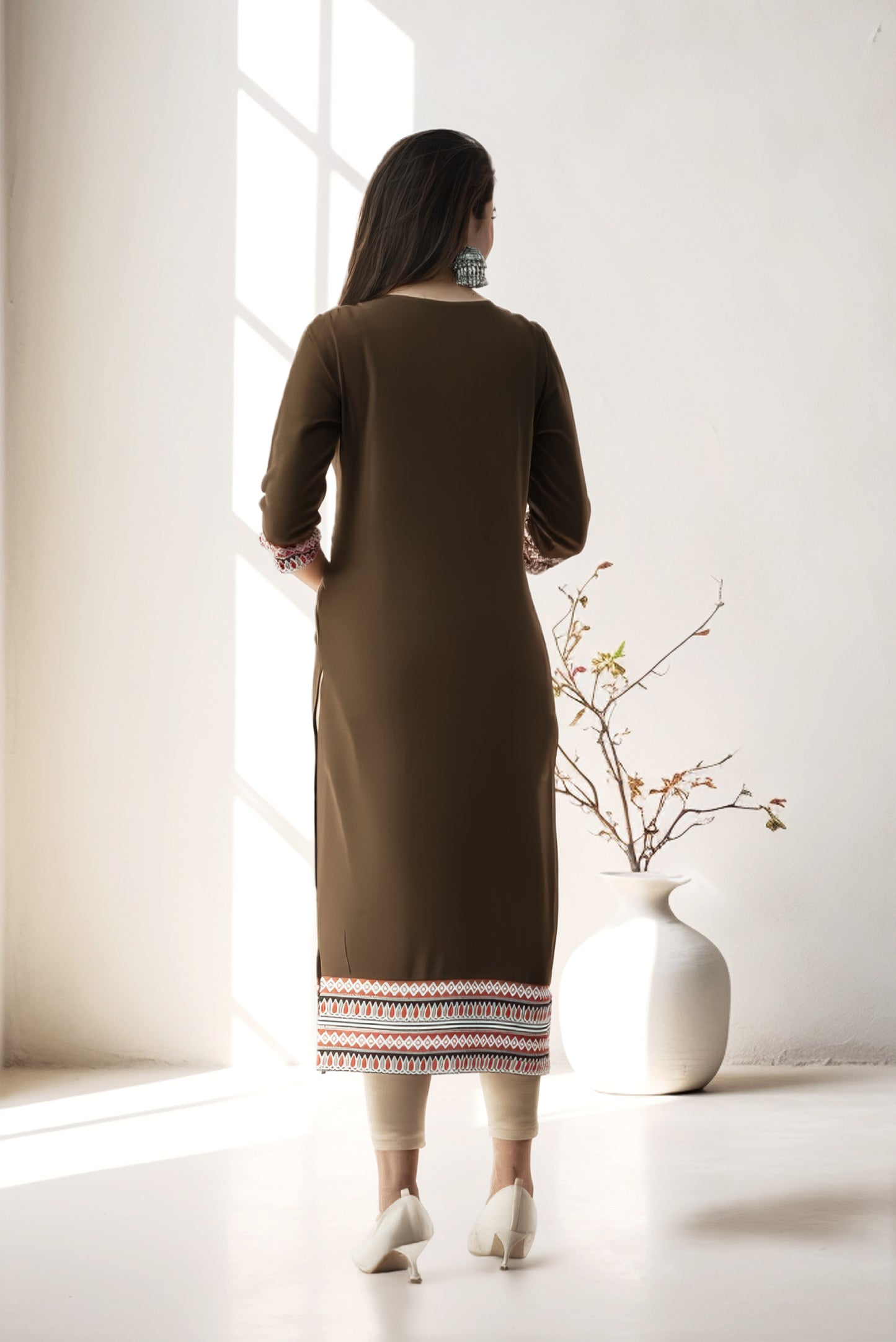 Ethnic Printed Women Cotton Straight Kurta (1 Pc)