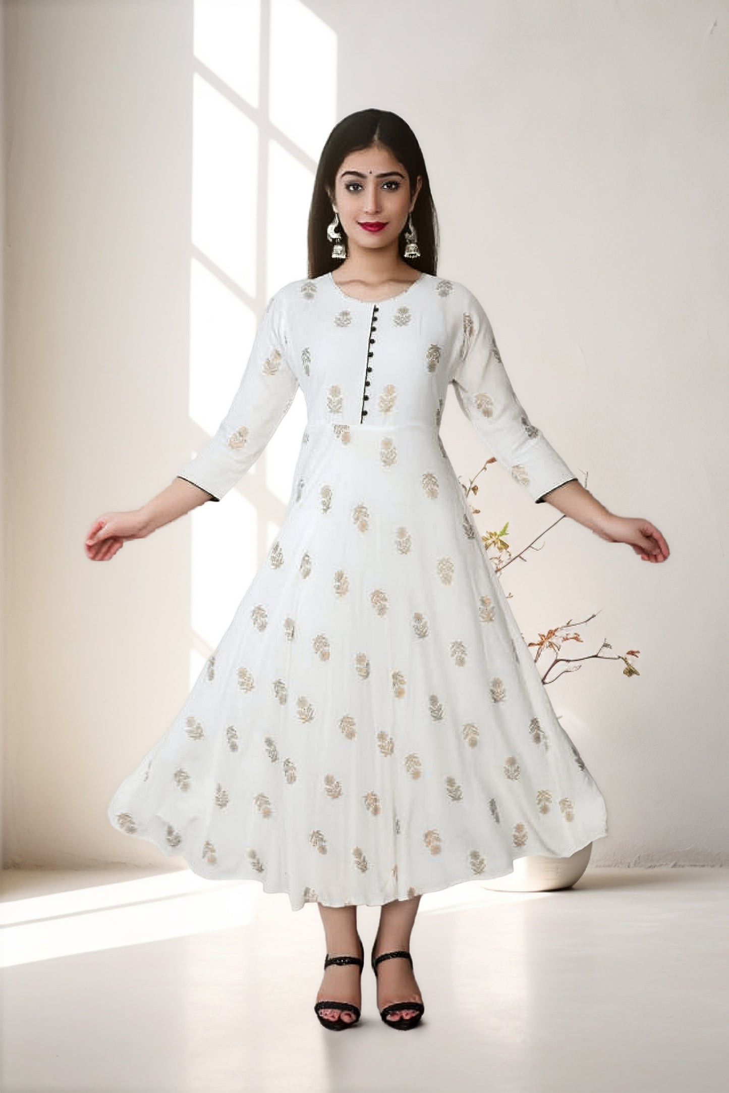 Aman Rayon Kurtis For Women (White, S)