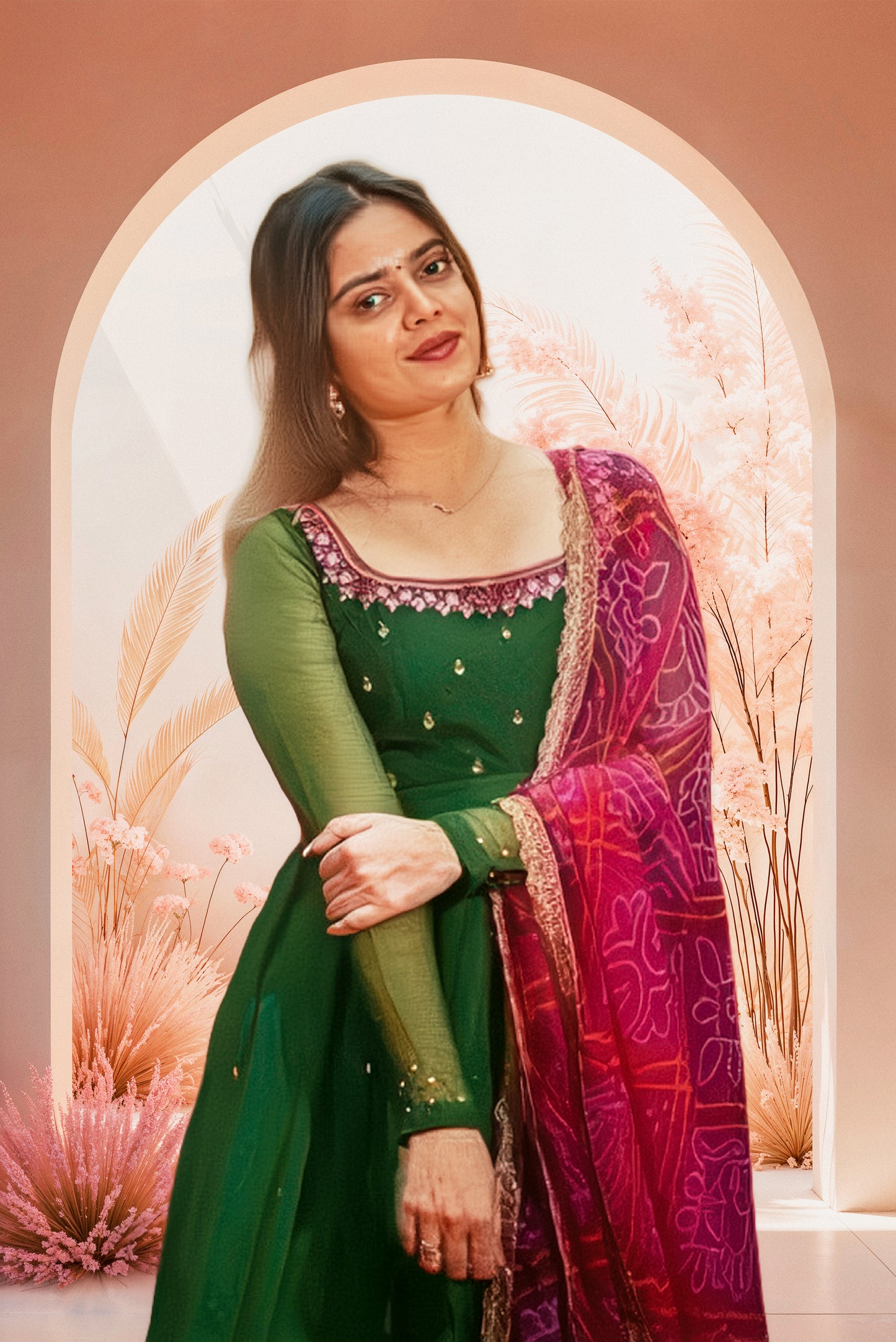 Women'S Solid Georgette Gown Kurta With Dupatta, Long Kurti Ethnic Dress Set For All Occasions