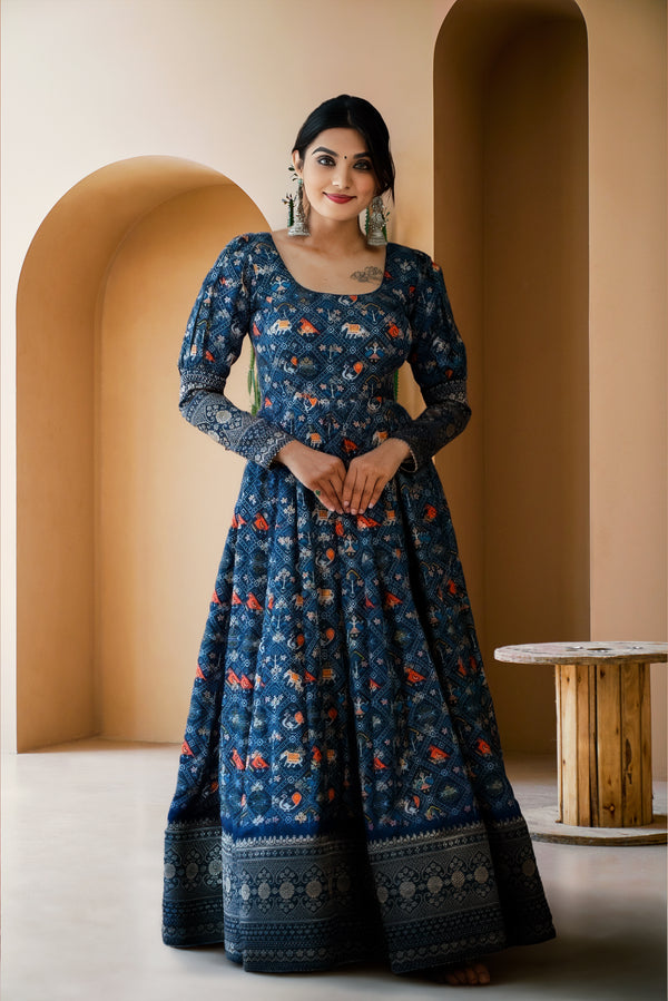 Stylish Fancy Trendy Printed Georgette Gown For Women For Party Wedding Festival Functions
