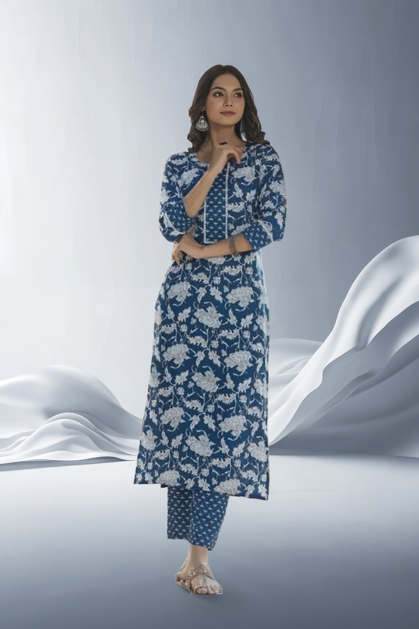 Women'S Floral Round No Dupatta Kurta Sets