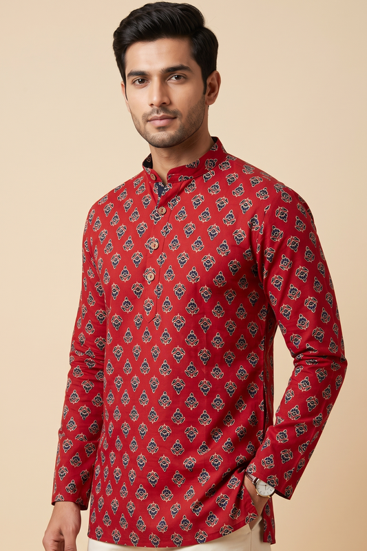Red Bleeding Heart Short Kurta