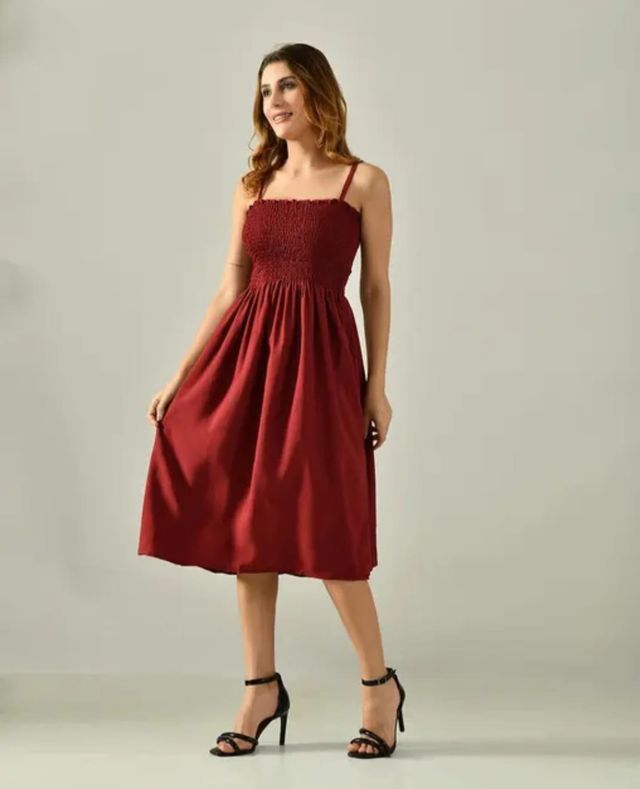 Women's Smocked Midi Dress | Elegant Sleeveless Summer Dress Online