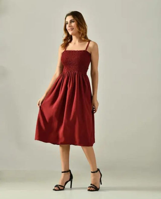 Women's Smocked Midi Dress | Elegant Sleeveless Summer Dress Online