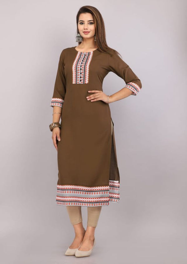 Ethnic Printed Women Cotton Straight Kurta (1 Pc)
