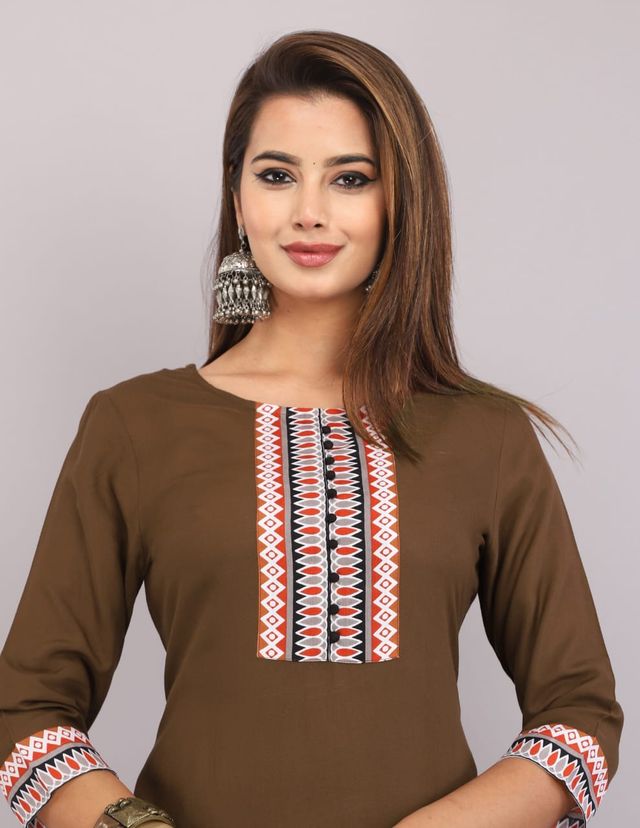 Ethnic Printed Women Cotton Straight Kurta (1 Pc)