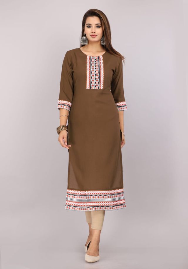 Ethnic Printed Women Cotton Straight Kurta (1 Pc)