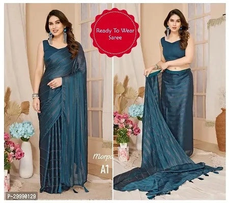 Georgette Striped Saree for Women (Pink, 6.3 m)